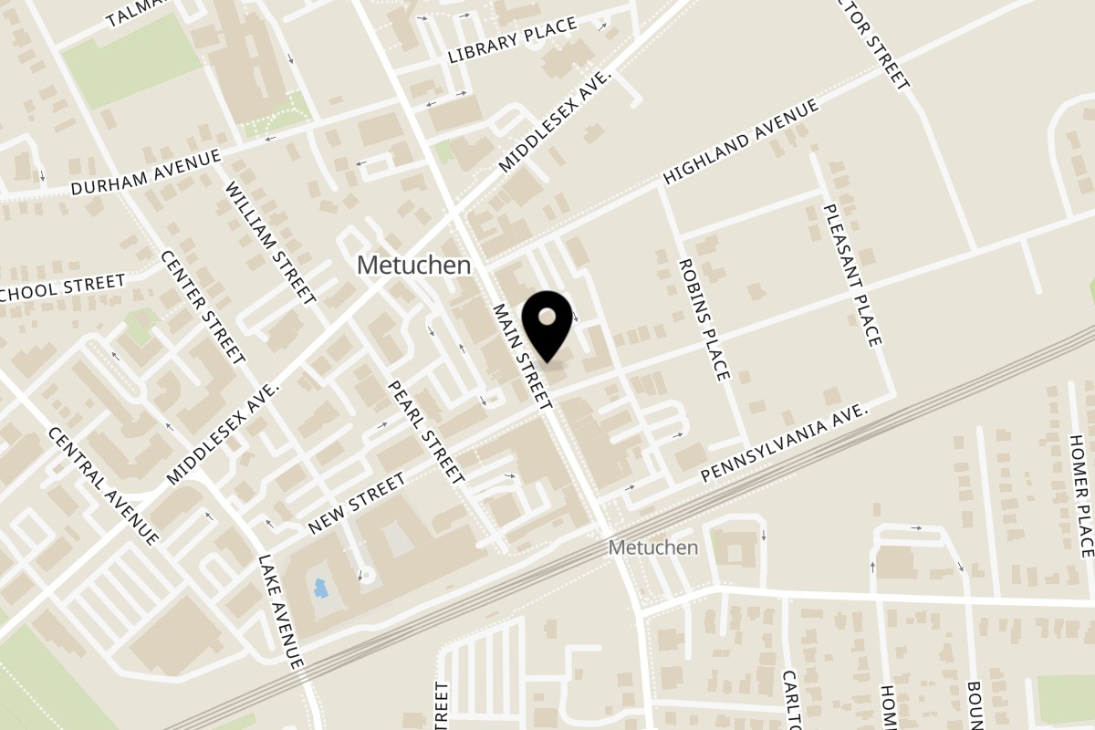 Map showing the location of Phattra Thai Restaurant on 426 Main St in Metuchen